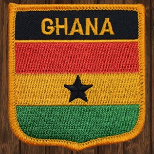 Ghana Embroidered Patch 2.75&quot; Iron On, Gulf of Guinea Ashanti Kumasi Badge, Warrior King Africa Patch for Jackets Backpacks Hats
