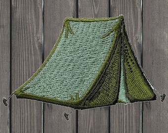 Broderad tältlapp, 2,75" strykbar, campingapplikation, vandringsmärke, vandringsutrustningslapp, vildmarksscoutlapp