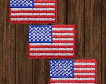 Amerikanische Flagge, gestickter Aufnäher, 5 cm, 3er-Pack, zum Aufbügeln, USA-Abzeichen, patriotischer Aufnäher für Jacken, Rucksäcke, Hüte, DIY-Bastelarbeiten