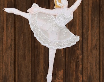 Ballerina Iron On Patch 2.5", Ballet Dancer Embroidered Applique Badge for Jackets, Bags, Costumes, Dance Recital Gift for Girls & Teens