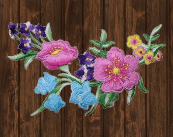 Large Flower Iron On Patch, Embroidered Floral Arrangement Blooms Badge, 5" Applique for Jackets, Backpacks, Clothes, DIY, Crafts