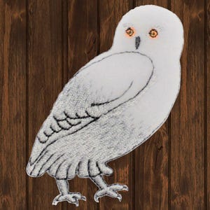 Écusson Chouette des neiges : Oiseau blanc des bois - Badge thermocollant, 6,35 cm