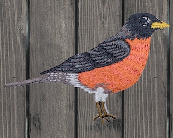 American Robin Embroidered Patch 3" Iron On Right Facing Bird Applique Badge for Jackets, Hats, Bags, Nature Lover Gift, Wildlife Decor