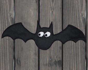 Black Bat Embroidered Patch, 4" Iron On Halloween Applique Badge for Jackets, Backpacks, Costumes, Spooky DIY Decor, Gothic Gift Idea