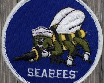 Vintage Seabees Embroidered Patch — Iron On
