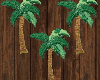 Parches bordados de palmera, termoadhesivos, paquete de 3, insignias de isla tropical, parche playero para chaqueta, bolso, sombrero, 3,8 cm, para vacaciones de verano