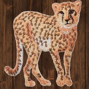 Cheetah Iron On Patch, Cougar Panther Leopard Embroidered Applique Badge for Jackets, Hats, Bags, Wild Animal Collectible Patch 2.25&quot;