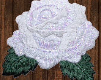 ETDesign 2-Pack White Rose Embroidery Iron On Patches - 1 1/8 X 4 3/4 Inch Flower Appliques For Clothing - View #11