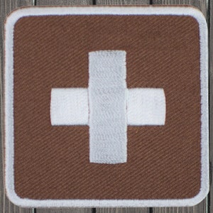 First Aid Iron On Patch, 2&quot; Embroidered Red White Medical Cross Applique Badge for Jackets, Backpacks, First Responder Gear, DIY Kits