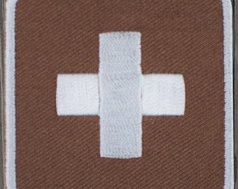 First Aid Iron On Patch, 2" Embroidered Red White Medical Cross Applique Badge for Jackets, Backpacks, First Responder Gear, DIY Kits