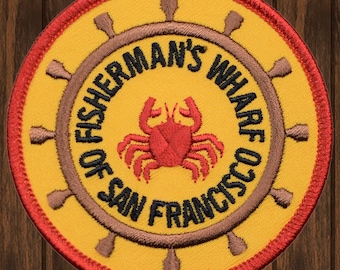 Parche bordado de San Francisco, insignia de Fisherman's Wharf California, termoadhesivo, recuerdo de viaje, accesorio para chaqueta, mochila o sombrero, parche de 7,6 cm (3 pulgadas)