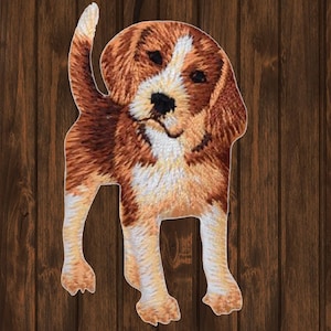 Beagle Iron On Patch, 2.5" Embroidered Dog Puppy Applique for Jackets, Bags, Hats, Pet Lover Canine Breed Badge Collectible Gift