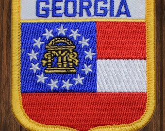 Georgia Embroidered Patch, 3" Iron On State Badge with Atlanta, Blue Ridge, Appalachians, Southern Travel Souvenir for Jackets, Bags