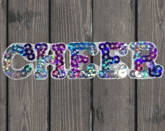 Sequin Cheerleading Embroidered Patch, 3.25" Iron On Sports Applique Badge for Uniforms, Bags, Jackets, Pep Rallies, Cheer Squad Gifts