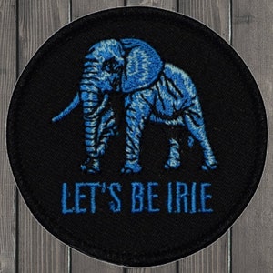 LET&#39;S BE IRIE® Embroidered Patch, 5&quot; Iron On Reggae Applique Badge with Jamaica California Vibes for Jackets, Backpacks, Music Fans, Decor