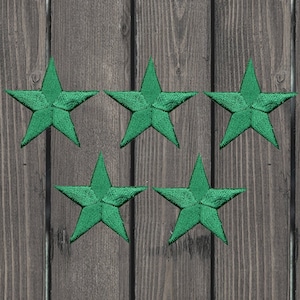 Parche bordado de estrella verde, paquete de 5, insignia de artes marciales termoadhesiva, aplique de estrella coleccionable para uniformes, chaquetas y mochilas de 1,25 pulgadas