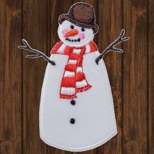 雪だるま刺繍パッチ、アイロン接着クリスマスアップリケ、冬用スカーフスノーバッジ、ホリデーセーターDIYクラフト、お祭りジャケットアクセサリー