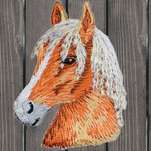 Horse Iron On Patch 2.25&quot;, Embroidered Equestrian Applique Badge for Riders, Jackets, Bags, Western Outfit Accent, Horse Lover Gift