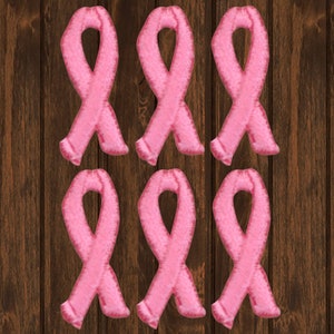 Mini Pink Ribbon Iron On Patch Set, 6-Pack 1&quot; Embroidered Breast Cancer Awareness Badges for Clothes, Bags, Hats, Events, DIY Support