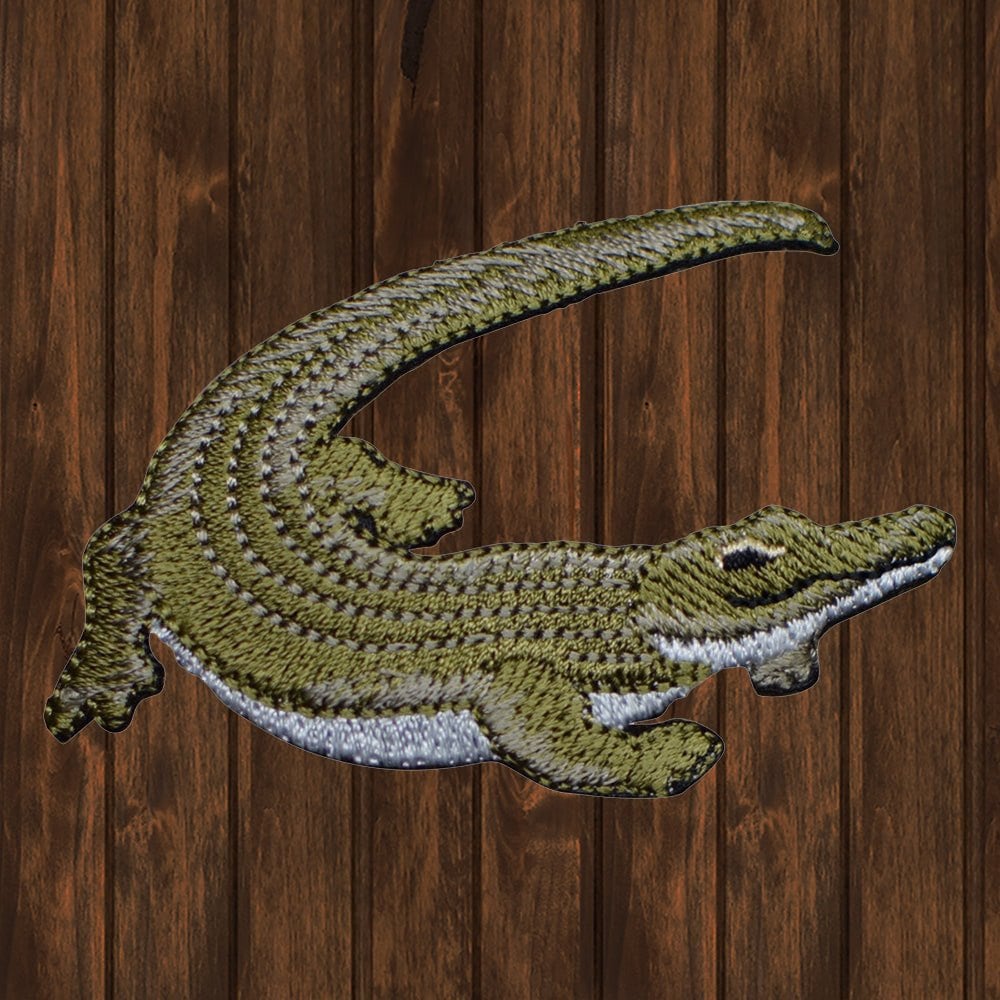 Patch bordado de crocodilo, para passar a ferro, aplique de distintivo de animal para presente de tratador de zoológico ou zoólogo, patch para jaqueta, bolsa, chapéu, patch para réptil de 2-3/4"
