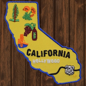 California State gestickter Aufnäher, zum Aufbügeln, Souvenir, Route 66 Redwoods Hollywood Abzeichen für Jacken, Rucksäcke und Sammler