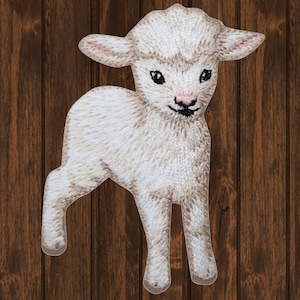 Lamb Iron On Patch, Baby Sheep Embroidered Applique Badge for Onesies, Jackets, Backpacks, Cute Animal Nursery Patch 2.75"