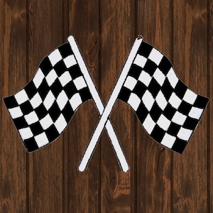 Checkered Flags Applique Patch 4&quot; Iron On, Race Track Racing Badge, Iron-On Patch for Jackets, Hats, Bags, Racing Fan Collectible