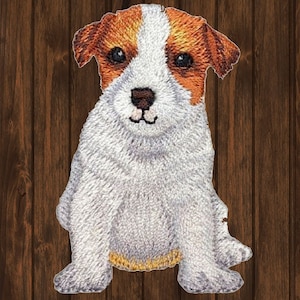 Jack Russell Terrier Iron On Patch 2.125&quot;, Dog Puppy Applique for Jackets, Bags, Hats, Collectible, High-Quality Embroidered Design