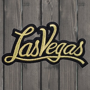 Las Vegas Iron On Patch, Nevada Sin City Gold & Black Embroidered Applique Badge for Jackets, Hats, Bags, Casino Travel Patch 4&quot;