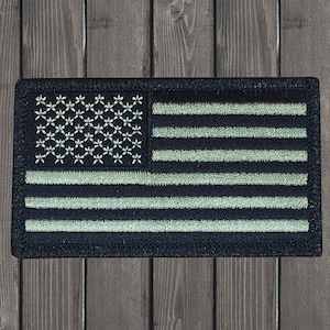 American Flag Patch, 3.375&quot; Iron On, Olive Drab Green USA Badge, Military Tactical Morale Applique, Veteran Jacket Patch
