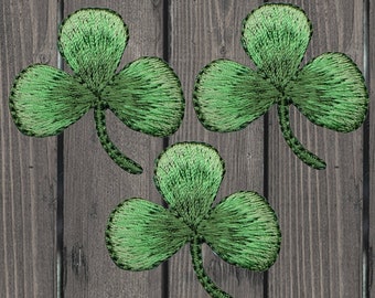 Shamrock Embroidered Patch, 3-Pack Iron-On, Lucky Clover Applique for Jackets, Backpacks, Hats and St. Patrick’s Day Fashion 1.5"