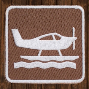 Seaplane Embroidered Patch, Iron On Airplane Applique 2&quot;, Aviation Badge for Jackets, Backpacks, Hats, and Pilots
