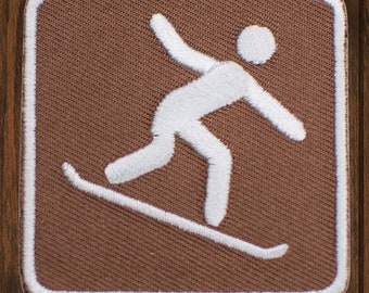 Snowboarding Embroidered Patch Iron On Applique Snow Park Sign Badge Ski Snowboard Gear Jacket Backpack Hat Clothes Decoration 2"
