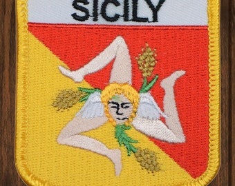 Écusson brodé Sicile, souvenir d'Italie à repasser, badge de voyage méditerranéen pour vestes, sacs à dos, chapeaux et collectionneurs