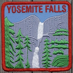 Yosemite Falls Embroidered Patch, 3&quot;, Iron On, California National Park Badge, Hiking Souvenir, Norcal, Travel Patch for Jacket or Backpack