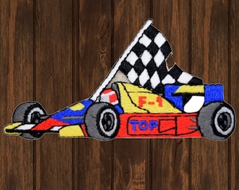 Stryk-på-märke för racerbil, Formel 1 F-1 racerbil broderad applikation för jackor, mössor, väskor, samlarmärke 3,5"