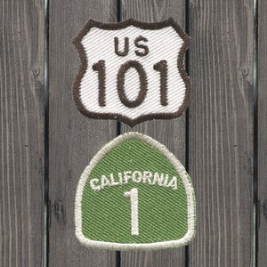 Mini Highway 101 and California Highway 1 Embroidered Patch — 2-Pack — Iron On