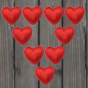 Mini Red Heart Embroidered Patch 9-Pack, 0.5&quot; Iron On Small Love Applique, Valentine Craft Badge, DIY Jacket Accent, Cute Gift Idea