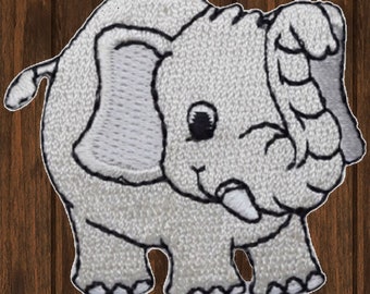 Elefant gestickter Aufnäher, 6,4 cm Aufnäher, Safari Zoo Abzeichen für Jacken, Rucksäcke, Hüte, niedliches Sammlerstück