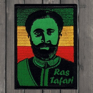 Rastafari Haile Selassie Iron On Patch 3&quot;, Embroidered Ras Tafari Ethiopia Applique Badge for Jackets, Bags, Reggae Culture Gift