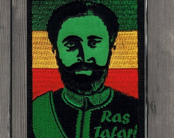 Rastafari Haile Selassie Iron On Patch 3", Embroidered Ras Tafari Ethiopia Applique Badge for Jackets, Bags, Reggae Culture Gift