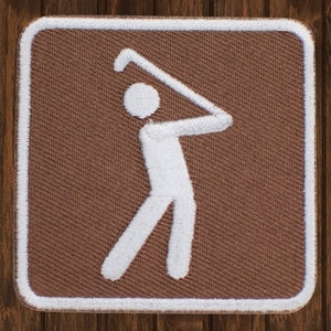 Golf Embroidered Patch 2&quot; Iron On Golfing Park Sign Badge Applique for Jackets, Hats, Bags, Clothes, Sports Fan Gift, Golfer Accessory