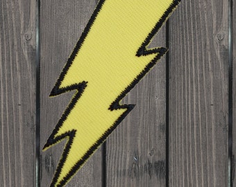 Écusson brodé éclair jaune, 6,35 cm (2,5 pouces) à repasser, idéal pour vestes, sacs, vêtements punk DIY, badge de collection