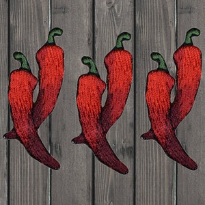 Paar paprika&#39;s opstrijkbare patch 3-pack 1,75 inch, geborduurde appliqué badges met pittig eten voor koks, jassen, tassen, kookcadeau, warme stijl