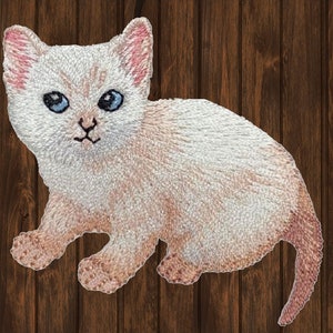 Fer à repasser chat siamois 2,125 po, badge appliqué félin brodé pour les amoureux des chats, vestes, sacs, cadeau de collection chaton mignon