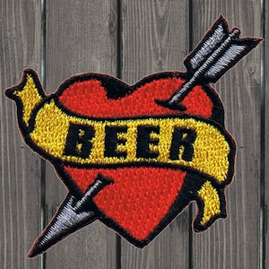 Beer Tattoo Patch, 2.25&quot;, Iron On, Lager, IPA, Ale, Pale Ale, Craft Beer Patch, Brewery Gift, Bar Patch, Beer Lover Embroidered Badge