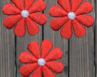 Juego De 3 Parch De Tela Bordados De Alta Calidad Con Diseño De Flor Roja Y Verde Rey | Mode
