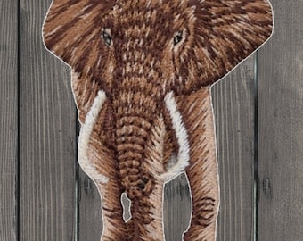 Toppa ricamata a forma di elefante, da stirare da 2,5", distintivo con animale, regalo per il guardiano dello zoo, toppa per gli amanti del safari, toppa fai da te per giacche, decorazione per zaini