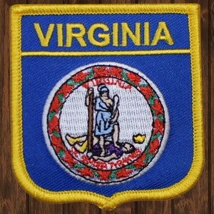 Virginia Patch, 2.75&quot; Iron On, Richmond Virginia Beach Arlington Alexandria, VA State Badge, Collectible Travel Patch, DIY Jacket Applique