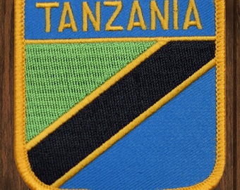 Tanzania Embroidered Patch, 2.75" Iron On Badge with Mount Kilimanjaro, Indian Ocean, Dodoma for Jackets, Travel Decor, Africa Gift